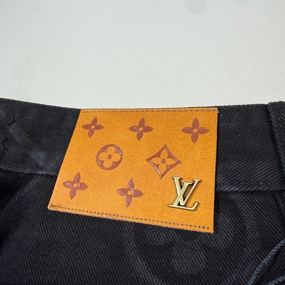 Black Baggy Louis Vuitton Monogram Style Denim Jeans - Picture 6 of 12
